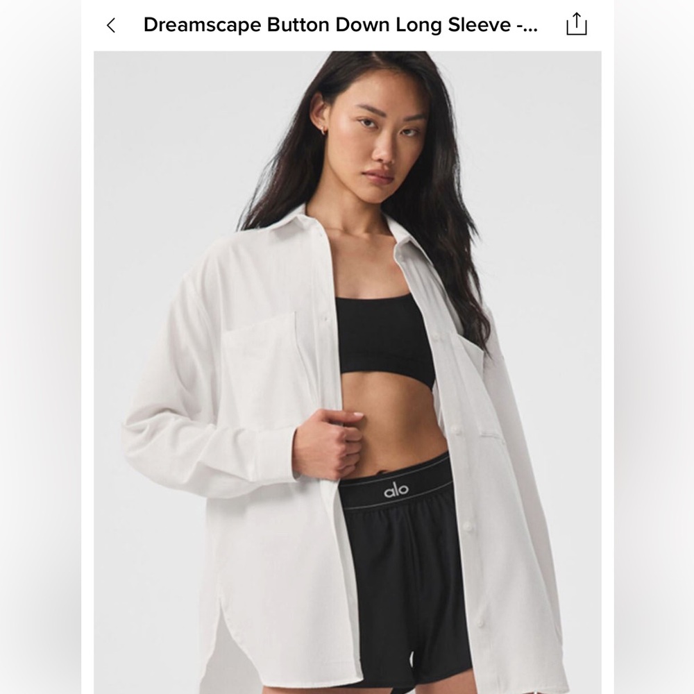 Alo dreamscape White Button Down Long Sleeve Shirt size XXS NWT